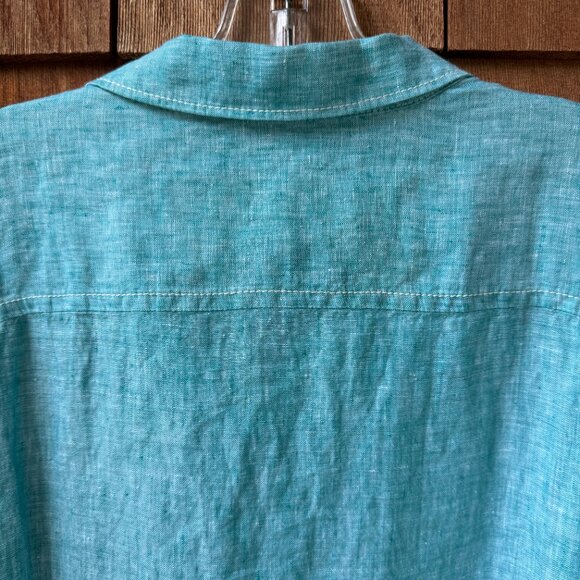 EUC Tommy Bahama Teal Green Long Sleeve Linen Button Down Shirt in Men's X-Large - Picture 7 of 10